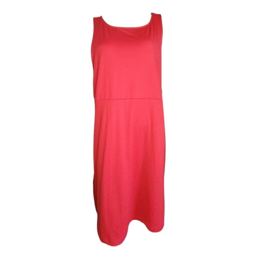 EDDIE BAUER Solid All Red Sleeveless Pullover Dress Womens‎ Plus Size Tall T2XL